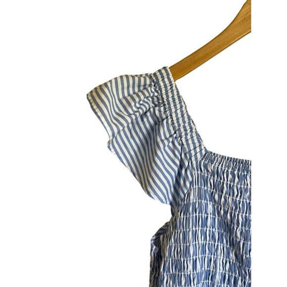 Mud Pie Size Small Blue White Striped Smocked Maxi Dress - Picture 5 of 9